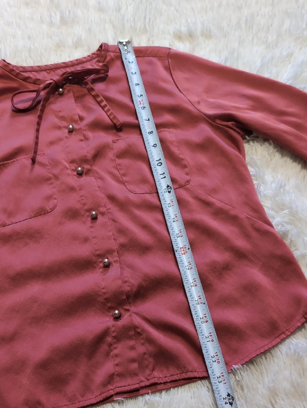 Vintage Talbots 100% Pure Silk Rose Pink Faux Pearl Button Up Blouse 10 - Picture 10 of 10
